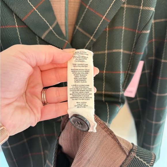 Avec Les Filles • NWT Oversized Knit Plaid Green Plaid Blazer Preppy Academia - Picture 12 of 12